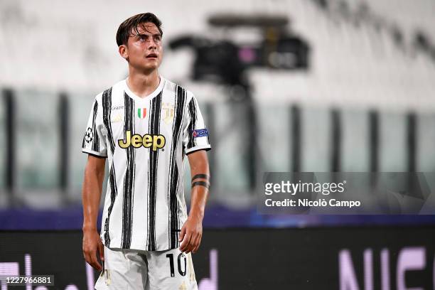Paulo Dybala of Juventus FC looks on during the UEFA Champions League round of 16 second leg football match between Juventus FC and Olympique...