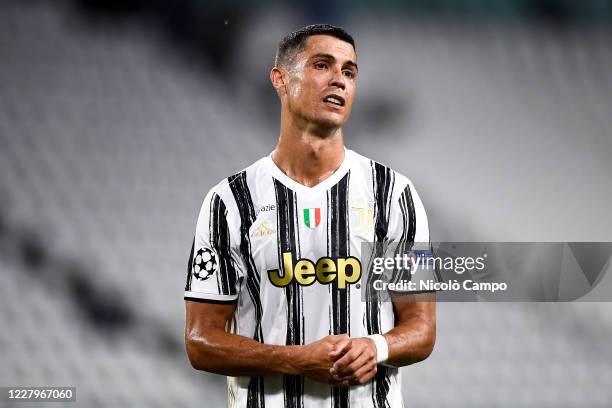 Cristiano Ronaldo of Juventus FC looks dejected during the UEFA Champions League round of 16 second leg football match between Juventus FC and...