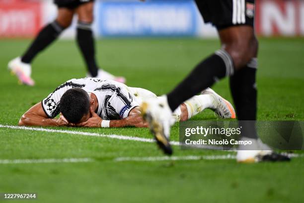 Cristiano Ronaldo of Juventus FC looks dejected during the UEFA Champions League round of 16 second leg football match between Juventus FC and...