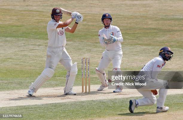 Will Jacks of Surrey hits out during day two of the Bob Willis Trophy match between Essex and Surrey at Cloudfm County Ground on August 9, 2020 in...