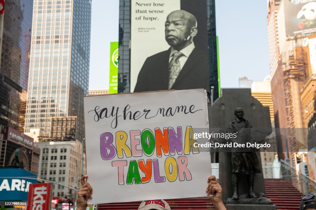 Black Lives Matter Protests Continue With March For Breonna Taylor Through Midtown Manhattan