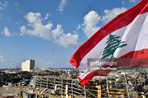 People crash with police during a protest in Beirut, Lebanon, on August 9, 2020. Large protests continued for a second day as the Lebanese capital...