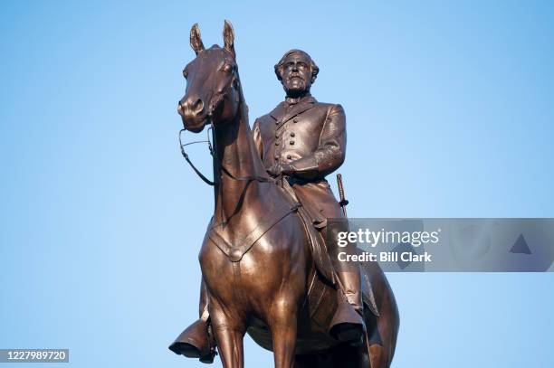 Statue of Gen. Robert E. Lee sits atop the Virginia Memorial along West Confederate Avenue in the Gettysburg National Military Park in Gettysburg,...