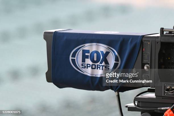 Detailed view of a FOX Sports TV camera during game two of a doubleheader between the Cincinnati Reds and the Detroit Tigers at Comerica Park on...