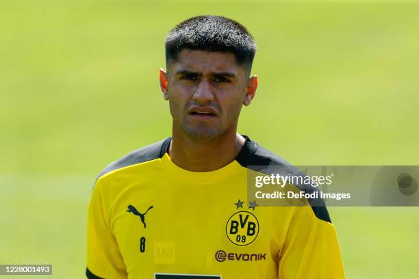 Mahmoud Dahoud of Borussia Dortmund looks on during day 2 of the pre-season summer training camp of Borussia Dortmund on August 11, 2020 in Bad...