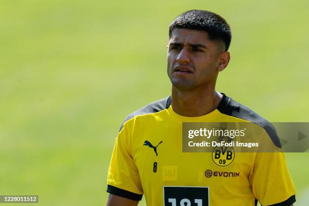 Mahmoud Dahoud of Borussia Dortmund looks on during day 2 of the pre-season summer training camp of Borussia Dortmund on August 11, 2020 in Bad...