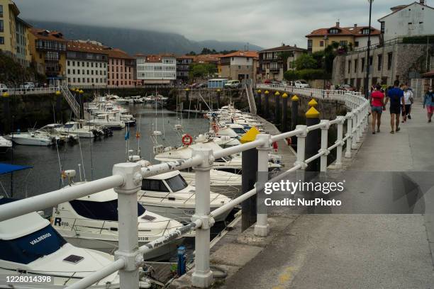 View of the port of Llanes in Asturias, Spain on August 12, 2020.