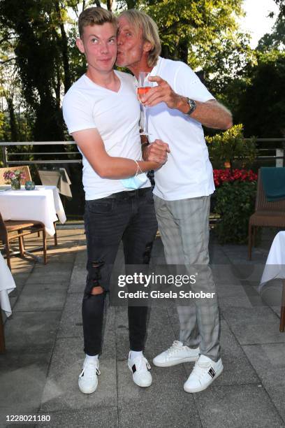Carlo Thraenhardt and his son Dion Traenhardt during the presentation of the Eagles Charity Golf Club annual magazine on August 12, 2020 at Rabenwirt...
