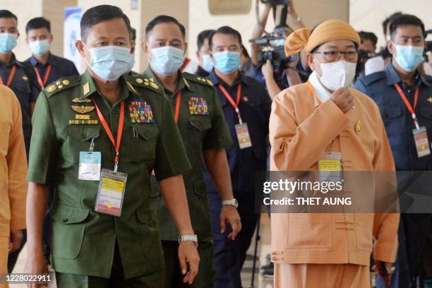 Myanmar's Vice Senior General Soe Win and Ywad Serk , chairman of the Restoration Council of Shan State, attend the Joint Implementing Coordination...