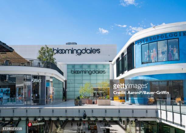General view of Bloomingdale's, Anthropologie, and Asics at the Westfield Century City shopping mall on August 12, 2020 in Century City, California.