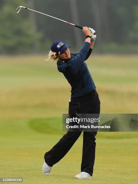 Amy Boulden of Wales plays her second shot to the 2nd hole during day one of the Aberdeen Standard Investments Ladies Scottish Open at The...