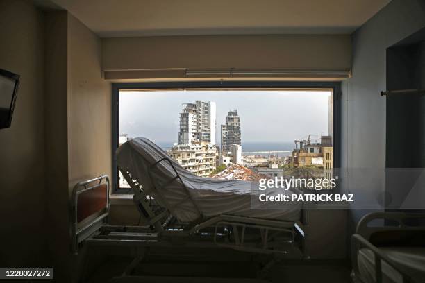 Room in the Saint George hospital in Beirut's neighbourhood of Ashrafieh remains empty of patients on August 13 more than a week after a massive...