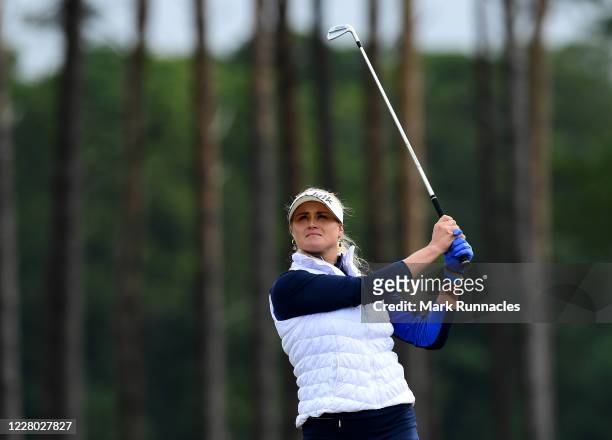 Carley Booth of Scotland plays her second shot to the 2nd hole during day one of the Aberdeen Standard Investments Ladies Scottish Open at The...