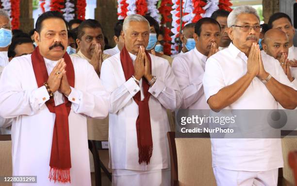 President Gotabaya Rajapaksa and his brothers prime minister Mahinda Rajapaksa and Chamal Rajapaksa who was appointed as the cabinet minister of...