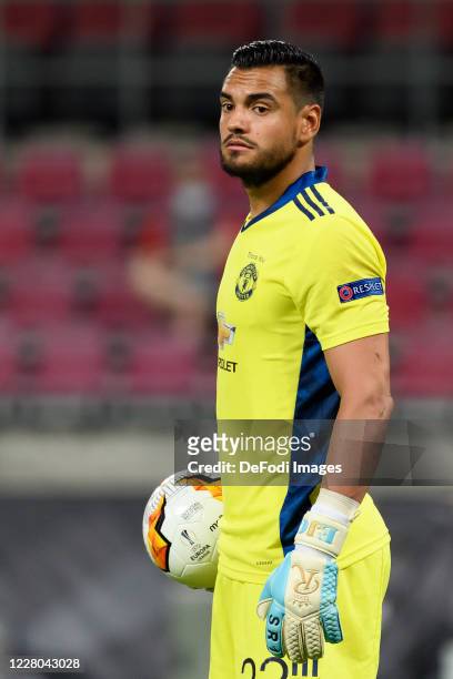 Goalkeeper Sergio Romero of Manchester United looks on during the UEFA Europa League Quarter Final between Manchester United and FC Kobenhavn at...