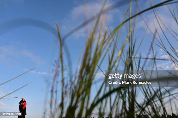 Morgan Pressel of USA plays her tee shot at the 14th hole during day two of the Aberdeen Standard Investments Ladies Scottish Open at The Renaissance...