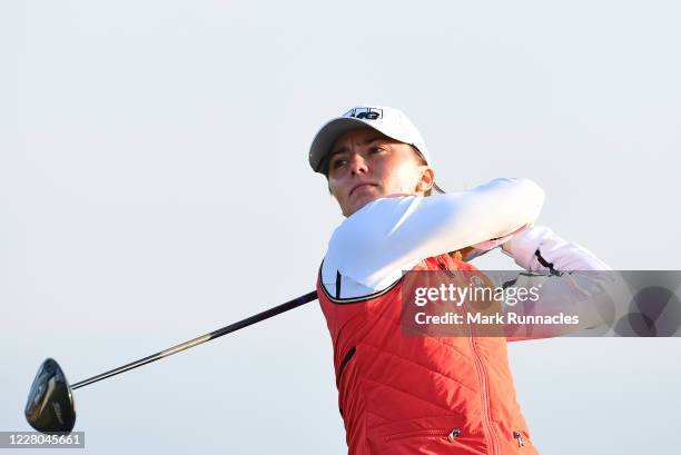 Klara Spilkova of Czech Republic plays her tee shot at the 15th hole during day two of the Aberdeen Standard Investments Ladies Scottish Open at The...