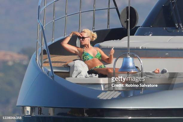 Helena Seger is seen on a yacht on August 14, 2020 in Sassari, Italy.