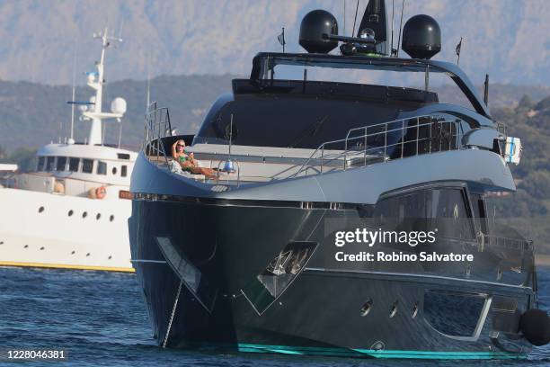 Helena Seger is seen on a yacht on August 14, 2020 in Sassari, Italy.