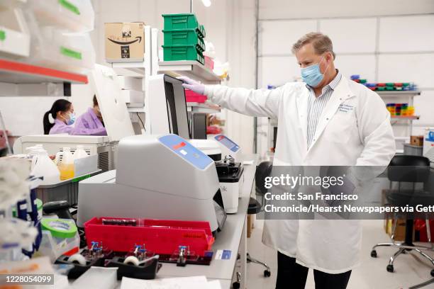 Bruce Patterson of IncellDx in the company's laboratory in San Carlos, Calif., on Monday, May 11, 2020. Patterson, who is doing lab work for drug...