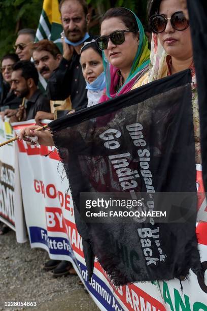 Pakistani Kashmiris take part in an anti-Indian protest in Islamabad on August 15 as the country observes a 'Black Day' on India's Independence Day...