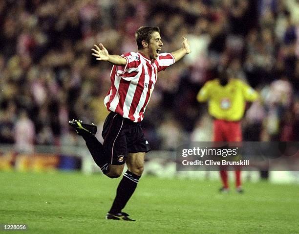 Kevin Phillips of Sunderland celebrates his goal during the FA Carling Premiership match against Watford played at the Stadium of Light in...