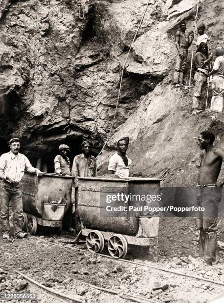 Diamond miners in Kimberley, South Africa, circa 1930.