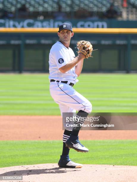 Matthew Boyd of the Detroit Tigers pitches during the game against the Chicago White Sox at at Comerica Park on August 12, 2020 in Detroit, Michigan....