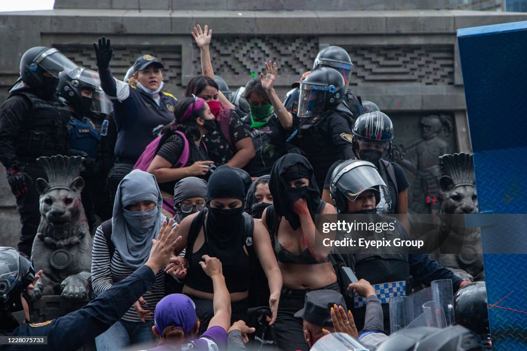 Women Take Part In Demonstration Against Femicide in Mexico