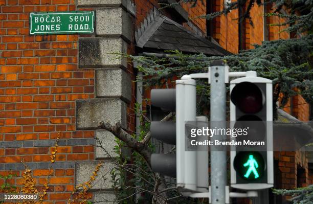 Dublin , Ireland - 16 August 2020; A road sign on Jones' Road outside Croke Park Stadium on the original scheduled date of the 2020 GAA Hurling...