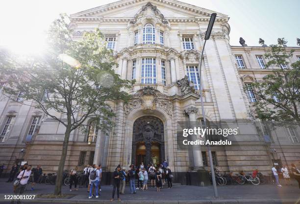 View from the Berlin district court after Nasser Abou-Chaker , brother of Arafat Abou-Chaker who was a former manager of Bushida, leaving the Berlin...