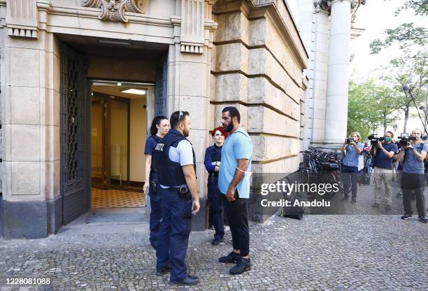 View from the Berlin district court after Nasser Abou-Chaker , brother of Arafat Abou-Chaker who was a former manager of Bushida, leaving the Berlin...