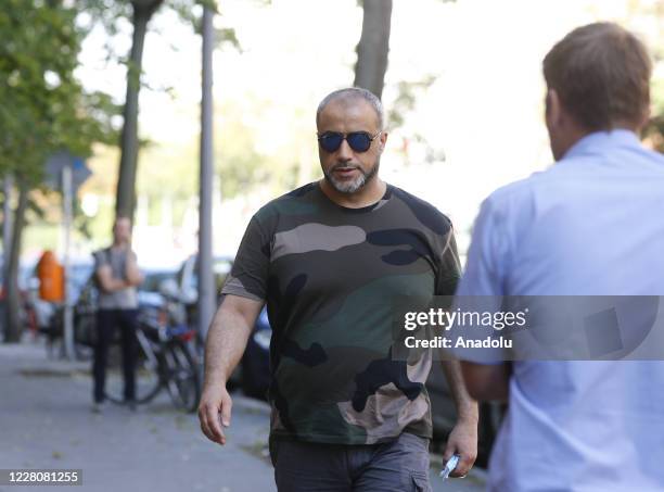 Nasser Abou-Chaker, brother of Arafat Abou-Chaker who was a former manager of Bushida, leaves the Berlin district court without providing a brief to...