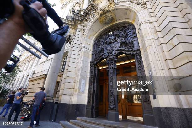 View from the Berlin district court after Nasser Abou-Chaker , brother of Arafat Abou-Chaker who was a former manager of Bushida, leaving the Berlin...