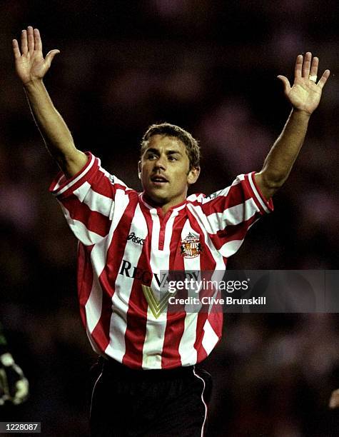 Kevin Phillips of Sunderland celebrates his goal during the FA Carling Premiership match against Watford played at the Stadium of Light in...