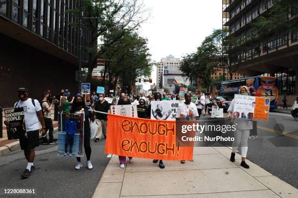 Protesters March through downtown from Independence Mall to the Biden/Harris Headquarters to demand both parties prioritize the needs of poor...