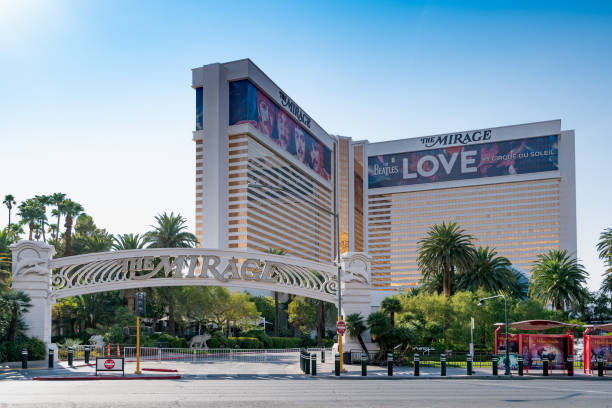 General views of The Mirage hotel and casino, temporarily closed due to COVID-19 on August 17, 2020 in Las Vegas, Nevada.