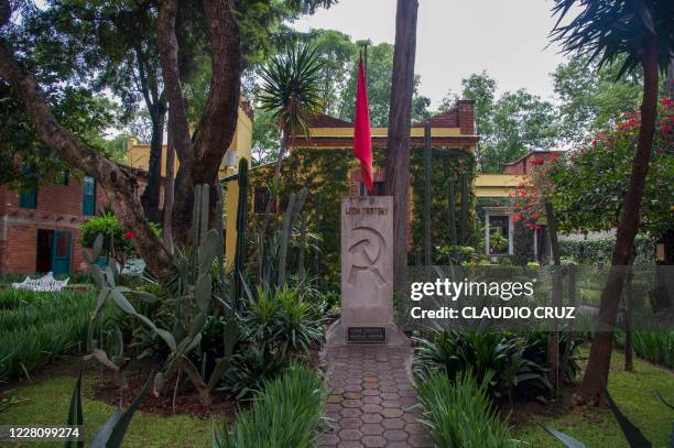 View of the grave of Russian revolutionary, political theorist and politician Leon Trotsky, one of the leaders of the Russian Revolution, and his...