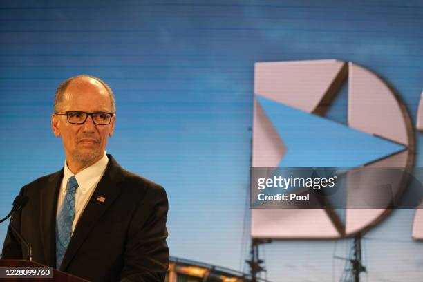 Democratic National Convention Chair Tom Perez speaks at the 2020 Democratic National Convention at the Wisconsin Center on August 18, 2020 in...