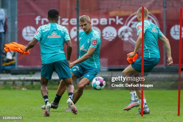 Maik Nawrocki of SV Werder Bremen battle for the ball during the Werder Bremen Training Camp on August 18, 2020 in Zell am Ziller, Austria.