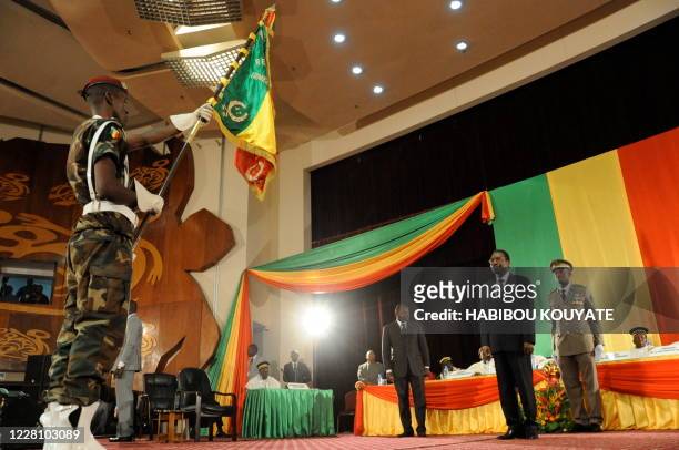 Dioncounda Traore , the former parliament speaker is sworn into office as Mali's new interim leader in Bamako on April 12, 2012. Dioncounda Traore,...