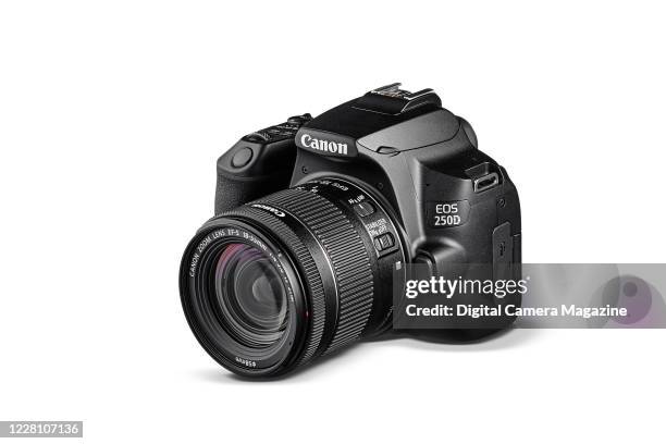 Canon EOS 250D digital SLR camera fitted with a 18-55mm lens, taken on November 7, 2019.