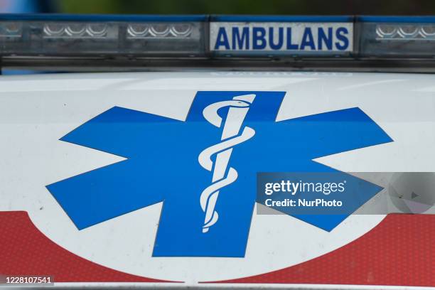 An ambulance seen outside the University Children's Hospital in Krakow-Prokocim. On August 18 in Krakow, Poland.