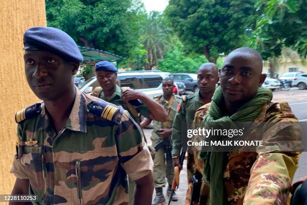 Malian Air Force deputy chief of staff Ismael Wague arrives at the Malian Ministry of Defence in Bamako on August 19, 2020. - The military junta that...