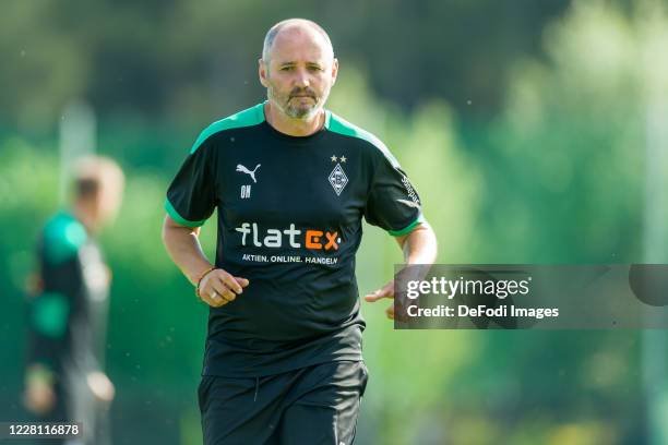 Assistant coach Oliver Neuville of Borussia Moenchengladbach looks on during day 3 of the pre-season summer training camp of Borussia...