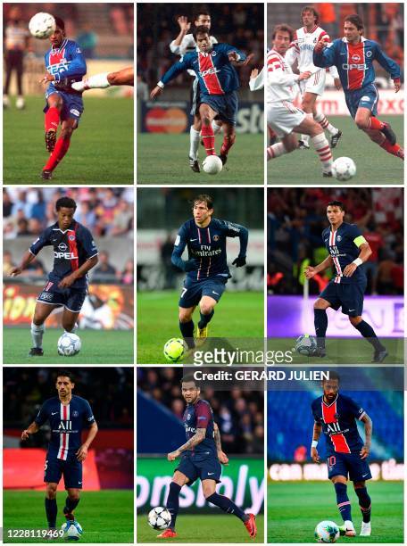 This combination of file photographs created on August 20 shows some Paris Saint-Germain's Brazilian players: Valdo Candido during a L1 match against...