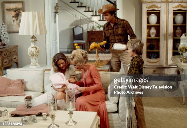 Los Angeles, CA Susanne Benton, Barbara Eden, Dean Jones, Todd Lookinland appearing in the ABC tv movie 'Guess Who's Been Sleeping in My Bed?'.