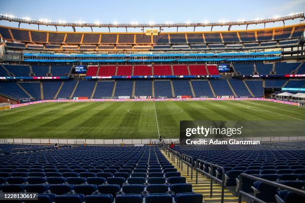 General view of the empty stadium before a gem between the New England Revolution and the Philadelphia Union at Gillette Stadium on August 20, 2020...