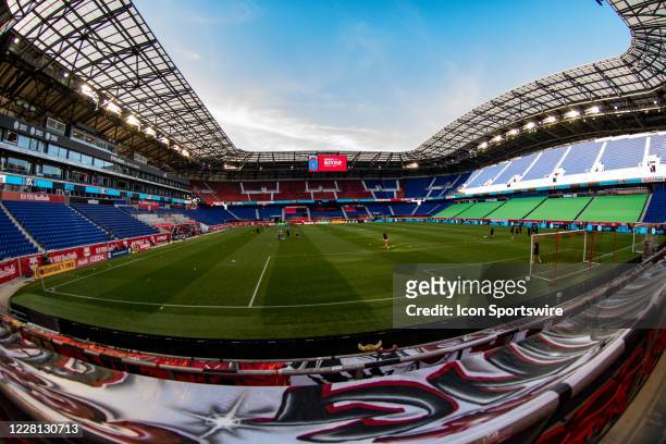 General stadium view prior to the Major League Soccer game between New York City FC and New York Red Bulls on August 20, 2020 at Red Bull Arena in...
