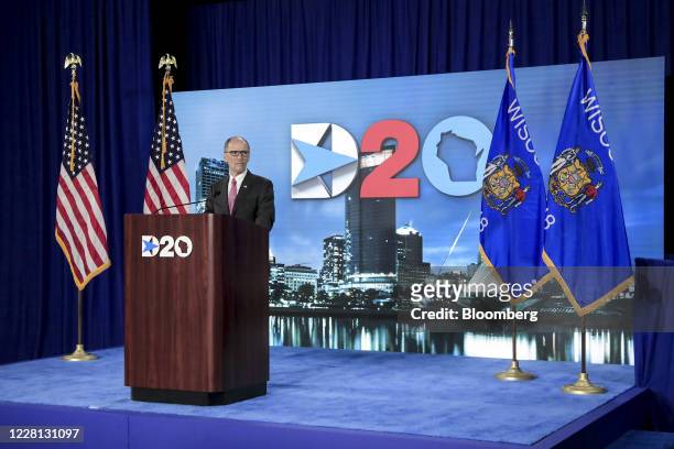 Tom Perez, chairman of the Democratic National Committee, waits to speak during the virtual Democratic National Convention in Milwaukee, Wisconsin,...